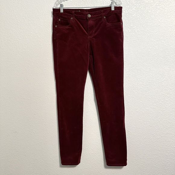 KUT from the Kloth Denim - KUT FROM THE KLOTH pants women Size 12 Diana Skinny Corduroy Jeans  burgundy red